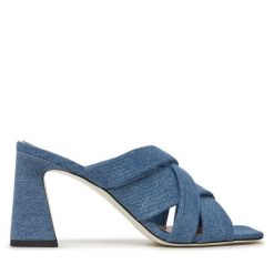 Klapki Pollini. Niebieskie klapki damskie Pollini, bez wzorów, bez obcasa, bez zapięcia. Za 1,669.00 zł.