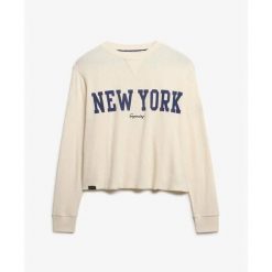 Wzorzysta bluza damska Superdry Athletic Essential. Białe bluzy damskie Superdry, s, bez wzorów, bez kaptura. Za 152.85 zł.