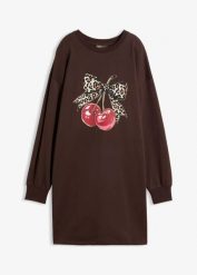 Sukienka dresowa z czystej bawełny organicznej. Brązowe sukienki damskie bonprix, bez wzorów, z bawełny, bez ramiączek. Za 144.99 zł.