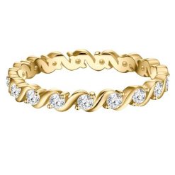 Trilani Pierscionek Memoire aus Sterling Silber in Gelbgold mit Zirkonia Pierścionki 1 ct Damski. Białe pierścionki damskie Trilani, z cyrkonią, pozłacane. Za 219.99 zł.