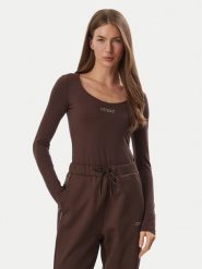 Guess Body V6BP12 K6916 Brązowy ciemny Slim Fit. Brązowe body i gorsety Guess, z aplikacjami, z bawełny. Za 214.99 zł.