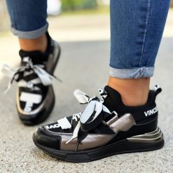 Srebrne sneakersy półbuty damskie Vinceza 10658. Szare obuwie sportowe casual damskie VINCEZA, ze skóry, bez zapięcia. Za 129.00 zł.
