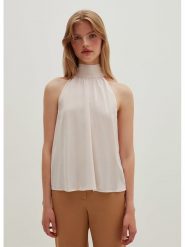 STEFANEL Bluzka w kolorze jasnoróżowym rozmiar: M. Różowe bluzki damskie Stefanel, m, bez wzorów, z wiskozy, bez kołnierzyka, bez ramiączek. Za 169.67 zł.