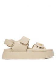 Tommy Hilfiger Sandały Leather Sporty Platform Sandal FW0FW09119 Beżowy. Brązowe sandały damskie Tommy Hilfiger, bez wzorów, ze skóry, bez obcasa, na koturnie, bez zapięcia. Za 569.99 zł.