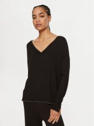 Liu Jo Sweter WF4009 Czarny Reglan Fit. Czarne swetry klasyczne damskie Liu Jo, xs, z syntetyku, bez kołnierzyka. Za 599.99 zł.