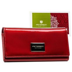Portfel damski Peterson PTN PH27-1-SH czerwony. Czerwone portfele damskie Peterson, bez wzorów, ze skóry. Za 86.99 zł.