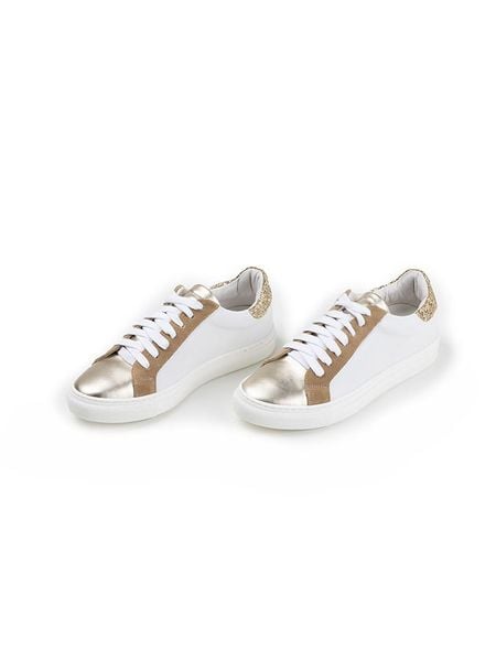 Anna Morellini Skórzane sneakersy "Ziarisa" w kolorze złoto-białym rozmiar: 39. Białe obuwie sportowe damskie Anna Morellini, bez zapięcia. Za 289.20 zł.