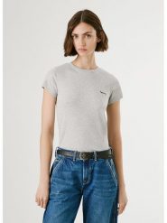 Pepe Jeans Koszulka "Merida" w kolorze jasnoszarym rozmiar: S. Szare koszulki damskie Pepe Jeans, s, bez wzorów, z jeansu, bez kołnierzyka, bez ramiączek. Za 83.03 zł.