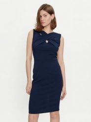Rinascimento Sukienka koktajlowa CFC0118081003 Granatowy Slim Fit. Niebieskie sukienki damskie Rinascimento, bez wzorów, z syntetyku, wizytowe, bez ramiączek. Za 329.99 zł.