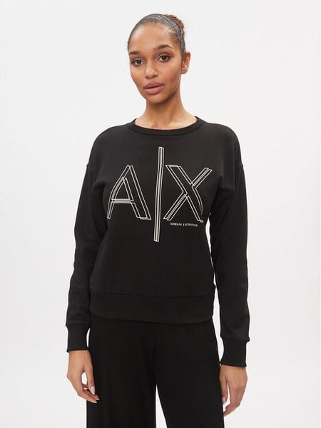 Armani Exchange Bluza 3DYM11 YJEBZ 1200 Czarny Regular Fit. Czarne bluzy damskie Armani Exchange, xl, bez wzorów, z bawełny, bez kaptura. Za 299.99 zł.