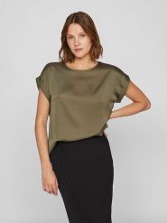 Vila Koszulka w kolorze khaki rozmiar: 38. Brązowe bluzki damskie Vila, bez wzorów, bez kołnierzyka, bez ramiączek. Za 100.99 zł.