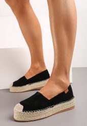 Czarne Espadryle na Plecionej Platformie z Ekozamszu Avalana. Czarne espadryle damskie Born2be, bez wzorów, bez obcasa. Za 79.99 zł.