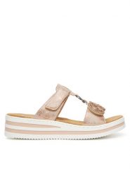 Rieker Klapki CEO-V0200-90 Różowy. Czerwone klapki damskie Rieker, bez wzorów, z materiału, bez obcasa, bez zapięcia. Za 329.99 zł.