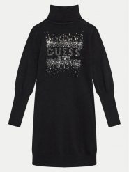 Guess Sukienka dzianinowa J4BK13 Z2NQ2 Czarny Comfort Fit. Czarne sukienki dziewczęce Guess, z aplikacjami, z dzianiny, bez ramiączek, proste. Za 119.99 zł.