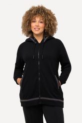 Damskie Bluza kaptur tęczowe paski odblaskowe długi rękaw. Czarne bluzy damskie Ulla Popken, plus size, bez wzorów, z bawełny, z kapturem. Za 279.99 zł.