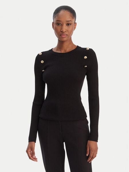 Guess Sweter W6RR58 Z2YK2 Czarny Regular Fit. Czarne swetry klasyczne damskie Guess, l, z wiskozy, bez kołnierzyka. Za 237.99 zł.
