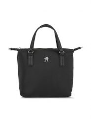 Tommy Hilfiger Torebka Poppy Th Small Tote AW0AW15640 Czarny. Czarne torebki klasyczne damskie Tommy Hilfiger, z materiału, bez dodatków. Za 269.99 zł.