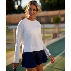 Bluza sportowa damska ekologiczna. Białe bluzy damskie NORDICDOTS, l, bez wzorów, z bawełny, bez kaptura. Za 275.00 zł.
