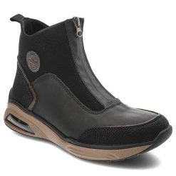 Czarne Botki Rieker Modne Obuwie Damskie. Czarne obuwie sportowe casual damskie Rieker, z materiału, trekkingowe. Za 369.00 zł.