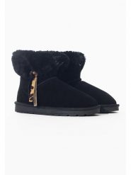 NICEBAY Skórzane botki zimowe "Litha" w kolorze czarnym rozmiar: 37. Czarne botki damskie NICEBAY, na zimę, z wełny, bez obcasa, bez zapięcia. Za 165.99 zł.