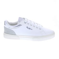 Tenisówki Pepe Jeans Model Kenton Court W Kolor Biały. Białe obuwie sportowe damskie Pepe Jeans, bez wzorów, z jeansu, bez zapięcia. Za 249.99 zł.