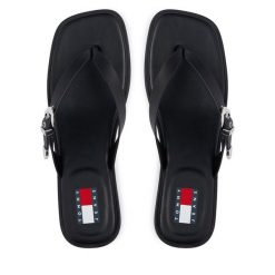 Japonki Tommy Jeans. Czarne balerinki damskie Tommy Jeans, bez wzorów, z jeansu. Za 409.99 zł.