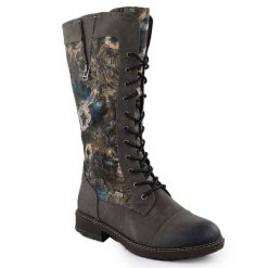 Wodoodporne kozaki damskie oficerki sznurowane szare Rieker 94731-90. Szare kozaki damskie Rieker, ze skóry ekologicznej, bez obcasa, bez zapięcia. Za 459.00 zł.