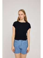 MAZINE Koszulka "Cropped" w kolorze czarnym rozmiar: M. Czarne bluzki damskie MAZINE, m, bez wzorów, z wiskozy, bez kołnierzyka, bez ramiączek. Za 96.60 zł.
