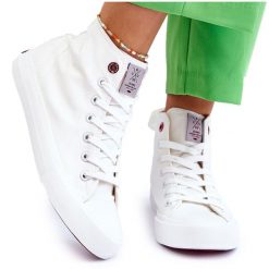 Damskie Klasyczne Wysokie Trampki Cross Jeans LL2R4086C Białe. Białe trampki damskie bez wzorów, z gumy, bez zapięcia. Za 205.59 zł.