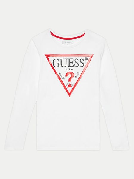Guess Bluzka L84I29 K8HM0 Biały Regular Fit. Białe t-shirty i koszulki chłopięce Guess, z aplikacjami, z bawełny, bez kołnierzyka, bez ramiączek. Za 49.99 zł.