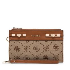 Portfel Guess. Brązowe portfele damskie Guess, z aplikacjami. Za 299.99 zł.