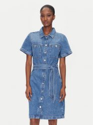Tommy Hilfiger Sukienka jeansowa WW0WW44380 Niebieski Regular Fit. Niebieskie sukienki damskie Tommy Hilfiger, bez wzorów, z bawełny, bez ramiączek. Za 599.99 zł.
