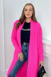Sweter Kardigan splot warkocz różowy neon. Czerwone kardigany damskie KESI, l, bez wzorów, z wełny. Za 178.78 zł.