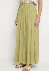 Zielona Bawełniana Spódnica z Falbanami Nevione. Zielone spódnice damskie Born2be, na co dzień, l, bez wzorów, z bawełny, eleganckie, maxi. Za 54.99 zł.