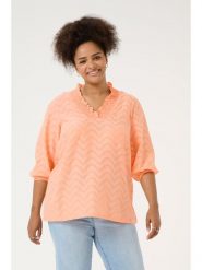 KAFFE curve Bluzka w kolorze brzoskwiniowym rozmiar: 48. Pomarańczowe bluzki damskie KAFFE curve, bez wzorów, z bawełny, bez kołnierzyka, bez ramiączek. Za 78.99 zł.