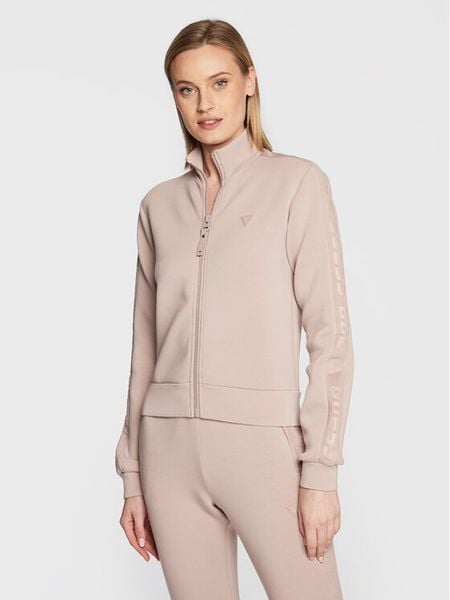 Guess Bluza New Allie Scuba V2YQ17 K7UW2 Beżowy Regular Fit. Brązowe bluzy damskie Guess, s, z aplikacjami, z wiskozy, bez kaptura. Za 239.99 zł.