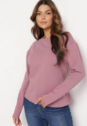 Ciemnoróżowa Bawełniana Bluza z Długim Rękawem i Ozdobnym Wiązaniem Pinada. Czerwone bluzy damskie Born2be, bez wzorów, z bawełny, bez kaptura. Za 84.99 zł.