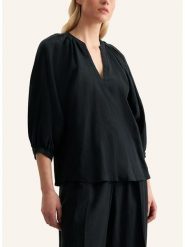 Seidensticker Lniana bluzka w kolorze czarnym rozmiar: 36. Czarne bluzki damskie Seidensticker, bez wzorów, ze lnu, bez kołnierzyka, bez ramiączek. Za 216.22 zł.