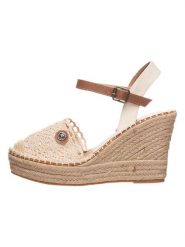 Tom Tailor Sandały w kolorze beżowym na koturnie rozmiar: 39. Brązowe sandały damskie Tom Tailor, bez wzorów, bez obcasa, na koturnie, bez zapięcia. Za 85.45 zł.