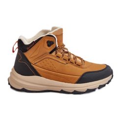 Buty Trekkingowe Damskie Ocieplane McKeylor 14011 Camel beżowy. Brązowe obuwie trekkingowe damskie ze skóry, bez zapięcia. Za 228.69 zł.