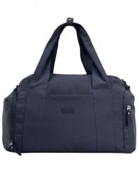 Torba sportowa WINGS SOLENNE z kieszenią na buty i pasem na walizkę NAVY BLUE. Niebieskie torby podróżne Wings, bez wzorów, z materiału. Za 129.90 zł.