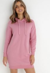 Różowa Bluza Długa z Kapturem Akare. Czerwone bluzy damskie Born2be, m, bez wzorów, z polaru, z kapturem. Za 74.99 zł.