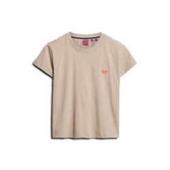 T-shirt dopasowany z logo dla kobiet Superdry Essential. Szare t-shirty damskie Superdry, bez wzorów, bez kołnierzyka. Za 117.30 zł.
