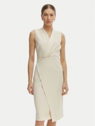 Rinascimento Sukienka koktajlowa CFC0128108003 Beżowy Slim Fit. Brązowe sukienki damskie Rinascimento, bez wzorów, z syntetyku, wizytowe, bez ramiączek. Za 599.99 zł.