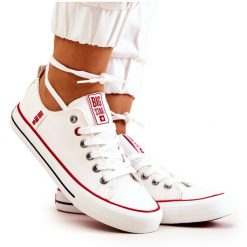 Damskie Trampki Big Star JJ274123 Białe. Białe trampki damskie bez wzorów, z materiału, bez zapięcia. Za 180.71 zł.