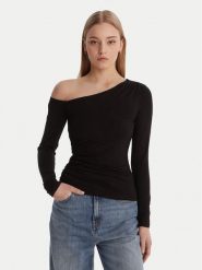 Guess Bluzka W6RP02 KC1J2 Czarny Regular Fit. Czarne bluzki damskie Guess, m, z aplikacjami, z wiskozy, bez kołnierzyka, bez ramiączek. Za 299.99 zł.