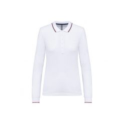 Damska koszulka polo pique z długim rękawem Kariban. Białe koszulki damskie KARIBAN, bez wzorów, bez kołnierzyka, bez ramiączek. Za 140.00 zł.