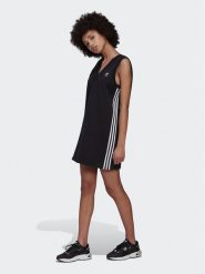 Adidas Sukienka dzianinowa adicolor Classics HM2134 Czarny Relaxed Fit. Czarne sukienki damskie Adidas, bez wzorów, z bawełny, bez ramiączek. Za 329.99 zł.