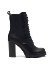 Clara Barson Botki KLARISSA WS5881-10 Czarny. Czarne botki damskie Clara Barson, ze skóry, bez obcasa, na słupku, bez zapięcia. Za 169.99 zł.