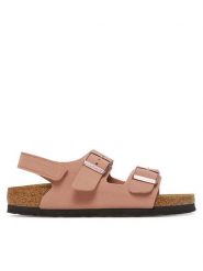 Birkenstock Sandały Milano As Kids 1029519 D Różowy. Czerwone sandały dziewczęce Birkenstock, ze skóry, bez obcasa, bez zapięcia. Za 319.99 zł.